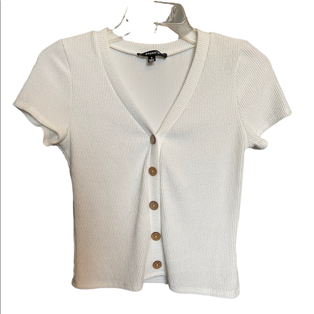 Stunn’d White Knit Crop Top Size S